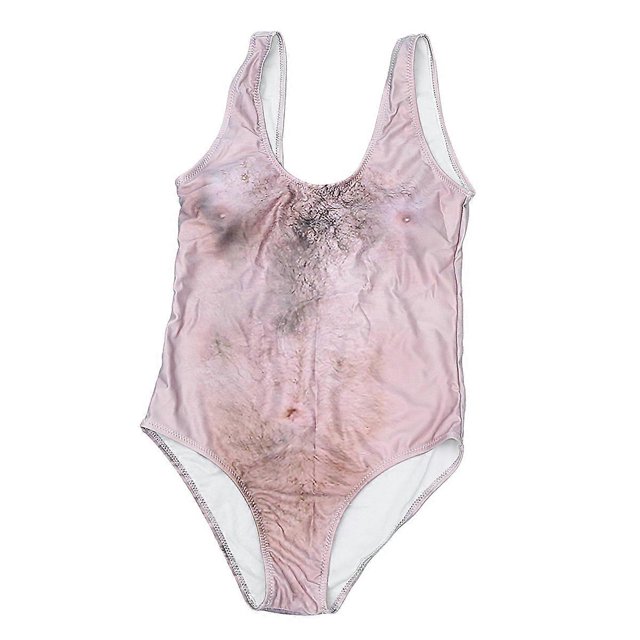 Traje de baño de una pieza para vacaciones de verano en la playa, bañador sexy con vello en el pecho para niñas y mujeres, talla S (marrón)