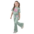 thumbnail image 3 of Gaexia Athletic Outfits for Girls,Girls Casual Fashion Outfit With Bow Short Sleeve Top and Long Pants for Play and Daily Wear Fashion Clothes,11-12 Years, 3 of 6