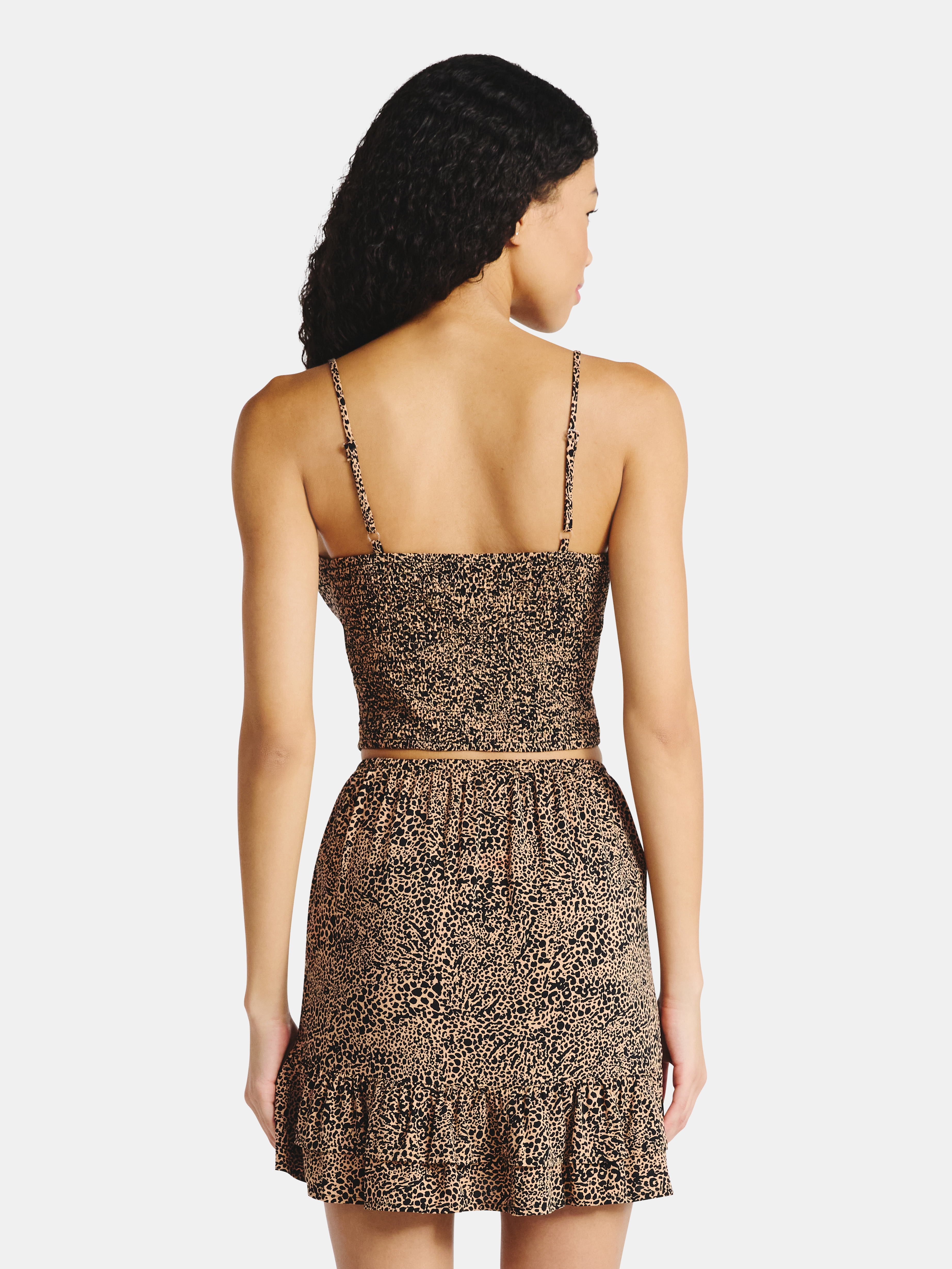 No Boundaries Button Cami and Ruffle Mini Skirt Set, 2-Piece, Women's