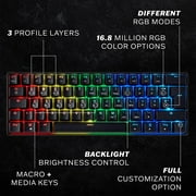 HK GAMING GK61 Mechanical Gaming Keyboard | 61 Keys RGB Backlit for PC/Mac ( Black, Gateron Optical Black)