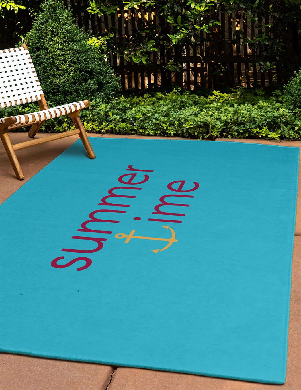 4' x 6' Simply Daisy Summer Time Anchored Beach Style Chenille Area Rug, Lipstick Pink