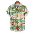 thumbnail image 3 of VBTAPA Mens Hawaiian Floral Shirt Short Sleeve Palm Tree Printed Button Down Shirts Summer Beach Vacation Tops Light Green S, 3 of 6