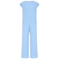 thumbnail image 6 of Womens 2 Piece Outfits Dressy Casual Cap Sleeve Keyhole-Back Crewneck Top and Wide Leg Long Pants Sets (XL, Sky Blue), 6 of 7