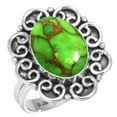 thumbnail image 1 of 925 Silver Ring For Women - Men Copper Green Turquoise Stone Silver Ring Size 11.5 Fashion Silver Ring Size 11.5 Gift For Girl Friend On Valentine's Day 925 Gemstone Silver Jewelry, 1 of 6
