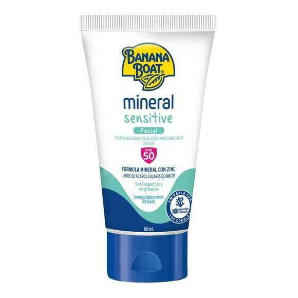 Protector solar Banana Boat mineral sensitive FPS 50 facial 60 ml