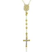 Brilliance Fine Jewelry Women's 14K Gold Plated Sterling Silver Yellow Beads Rosary Necklace 26"