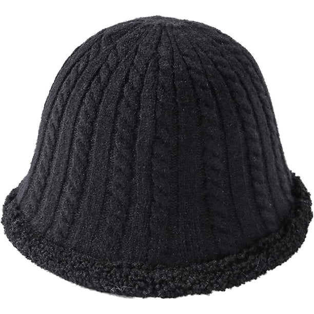 CoCopeaunts Thick Knitting Bucket Hat Hemp Flower Twist Reversible