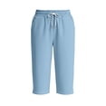 thumbnail image 5 of VBVC Women's Drawstring Elastic Waist Shorts , Lightweight Athletic Cropped Trousers For Women, Ladies' Side Split Hem Shorts with Pockets,Blue,S-2XL, 5 of 10