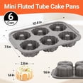 thumbnail image 5 of CAKETIME Mini Fluted Tube Pan with Metal Reinforced Frame, 6-Cavity Silicone Nonstick Small Cake Molds 2Pcs for Chocoflan, Jellies, 5 of 10