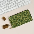 thumbnail image 6 of Leather Thin Slim Wallets for Women Men - Elk moose armygreen Camouflage Clutch Card Wallet for Women Men with Zipper, 6 of 7