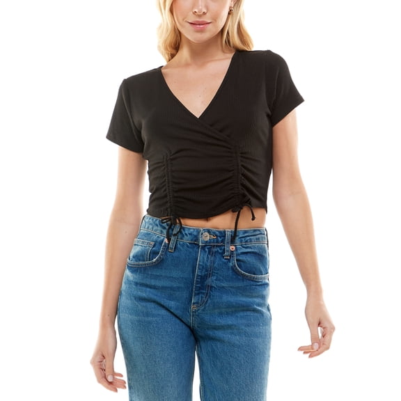 No Comment Juniors' Ruched Top Black XL