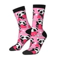 thumbnail image 2 of Uemuo Panda Heart Valentine Pink Pattern Women's Crew Socks, Soft Durable Breathable Moisture-Wicking with Odor Control Cotton socks, 2 of 9