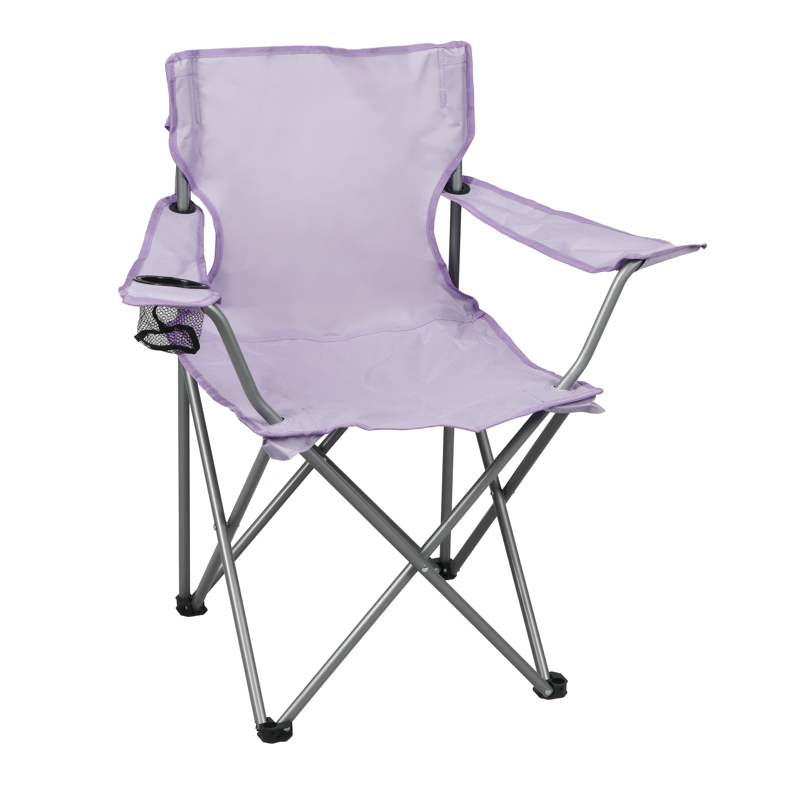 Ozark Trail Basic Quad Folding Camp Chair with Cup Holder, Lavender, Adult