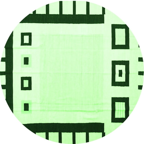 Ahgly Company Indoor Round Abstract Green Contemporary Area Rugs, 3' Round