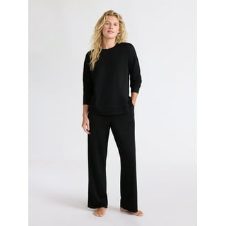 Joyspun Women's Velour Pajama Set, Notch Collar Top & Pants