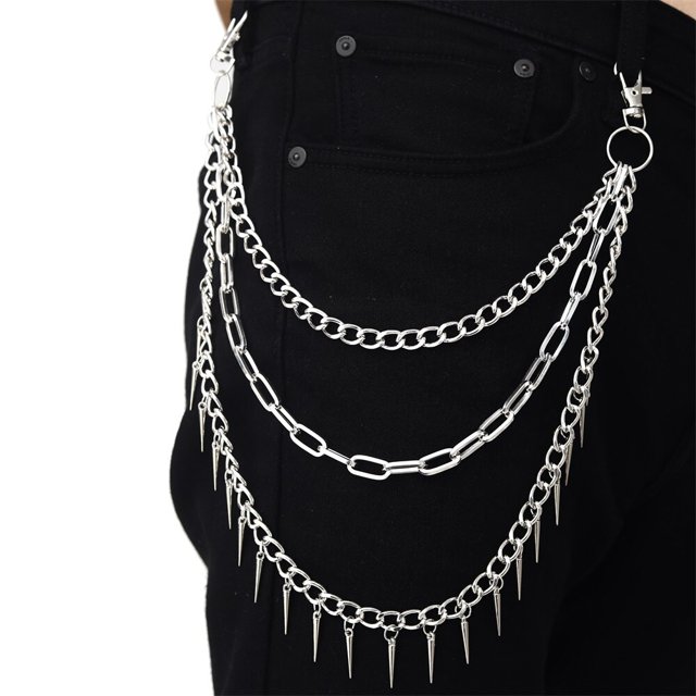 Punk pantalones cadena pentagrama llaveros para hombres mujeres Jean pantalón motorista cadenas Harajuku Goth joyería gótica Rock Emo Accesorios Tan Jianjun unisex