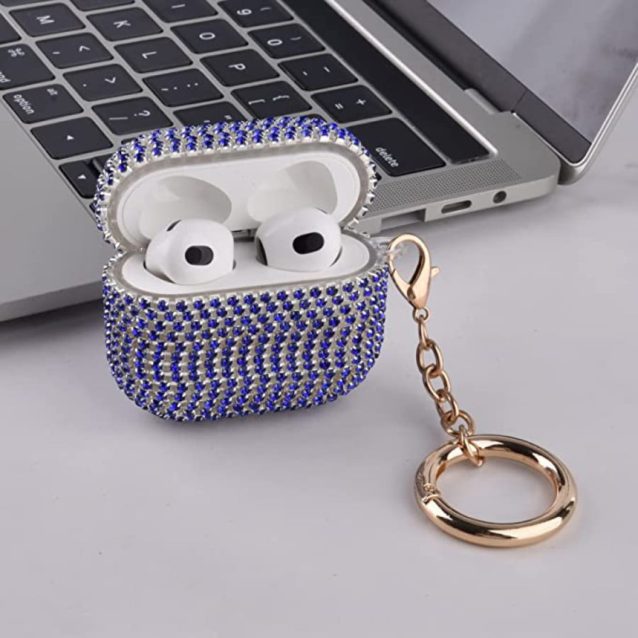Worry Free Gadgets: Silicone Case for AirPods 3 Generation 3rd with Bling Elephant Keychain Wine Red