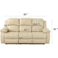 thumbnail image 4 of Bonded Leather Reclining Sofa Set, 3-Seat Sofa with Dropdown Coffee Table, Loveseat Recliner with Storage, Beige, Manual Recline, Easy Assembly, 4 of 12