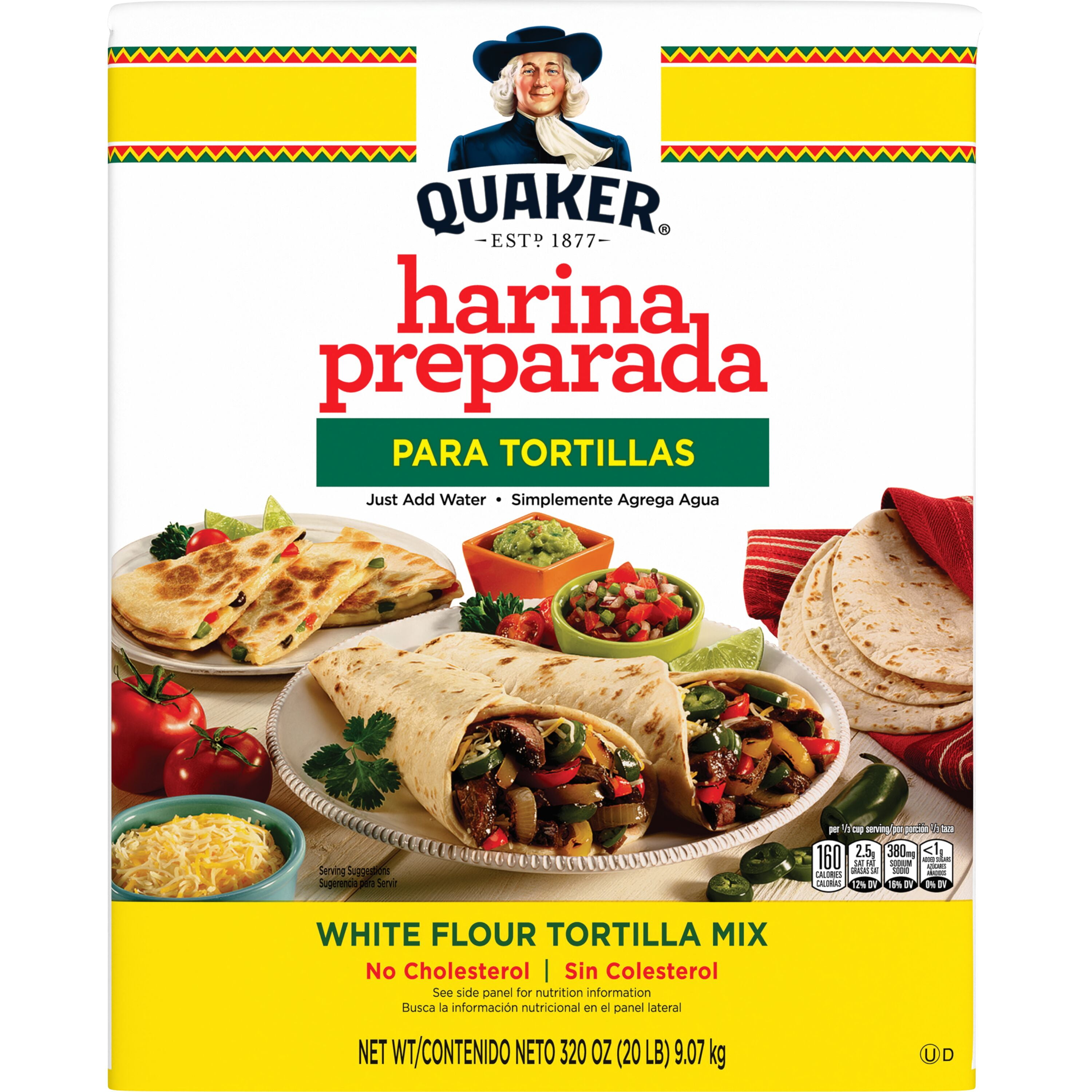 Quaker Harina Preparada Para Tortillas White Flour Tortilla Mix, 20 lb Bag, 320 oz