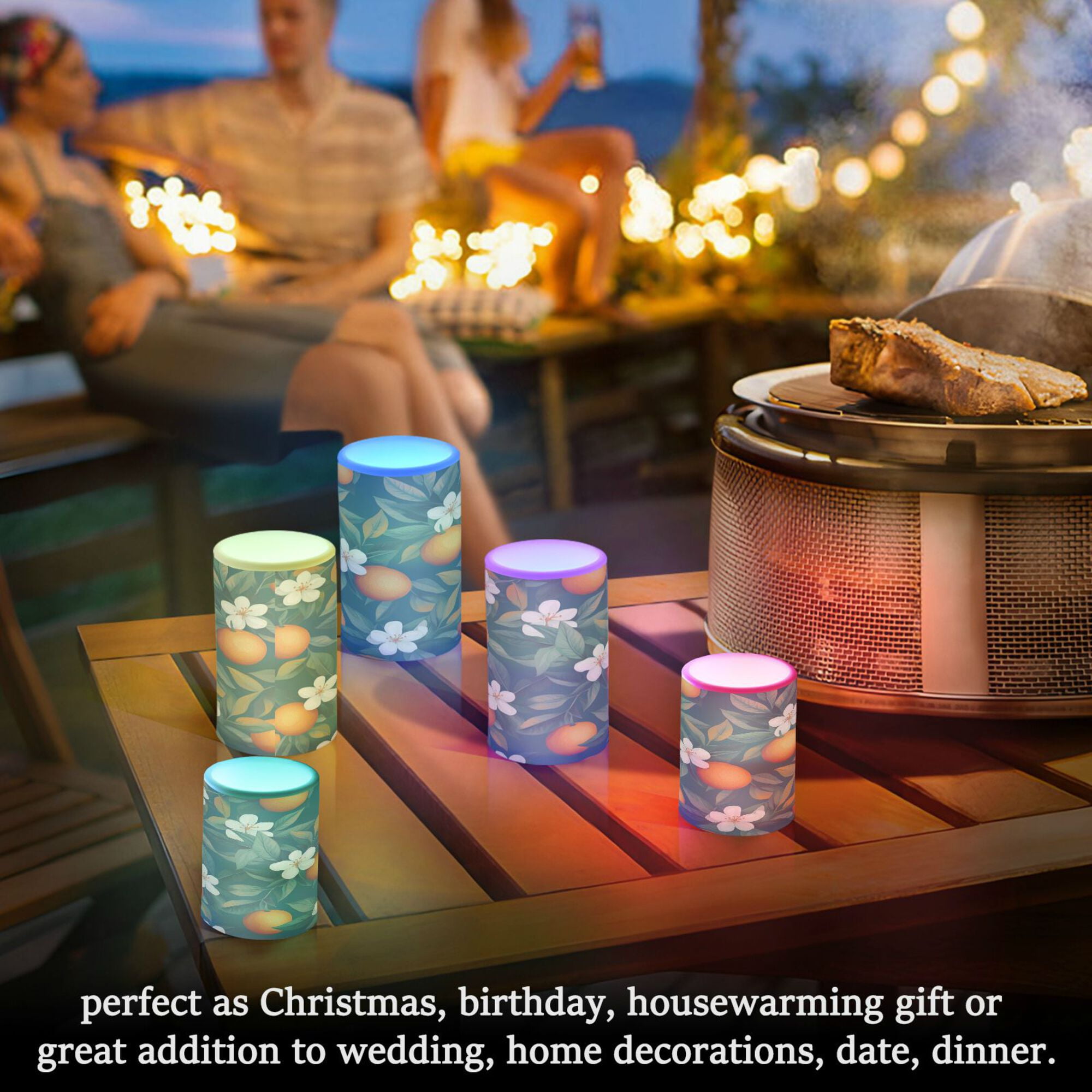 Yayeee Flameless Candles with Remote Flickering Battery Operated Multi Color Changing, Cute Chubby Cat