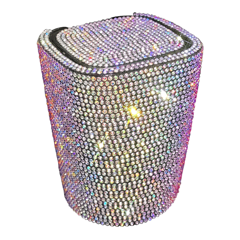 Cendrier Voiture LED Avec Couvercle & Strass – Cendrier Auto Ignifugé Scintillant, Portable, Universel Intérieur Extérieur – Rouge