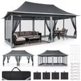 thumbnail image 2 of COBIZI 10x20 Pop up Gazebo Tent, Canopy Tents for Parties, 3 Adjustable Height Settings, 240 Sq. Ft. Large Outdoor Pop Up Patio Gazebos, Shelter with Net for Backyard, Lawn, Deck, Dark Gray, 2 of 9