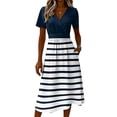 thumbnail image 4 of Easter Dresses for Women Short Sleeve Wrap V-Neck High Waist Sundress Casual Summer Beach Vacation Dress, 4 of 5