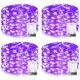 thumbnail image 3 of JMEXSUSS Paquete de 4 50 luces LED de hadas de Halloween con pilas, 16.1 pies de cadena de luces moradas de Halloween, mini luces de Halloween para interiores y exteriores, impermeables para decoració, 3 of 4