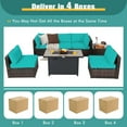 thumbnail image 6 of Gymax 7PCS Patio Rattan Furniture Set Fire Pit Table Cover Cushion Turquoise, 6 of 7