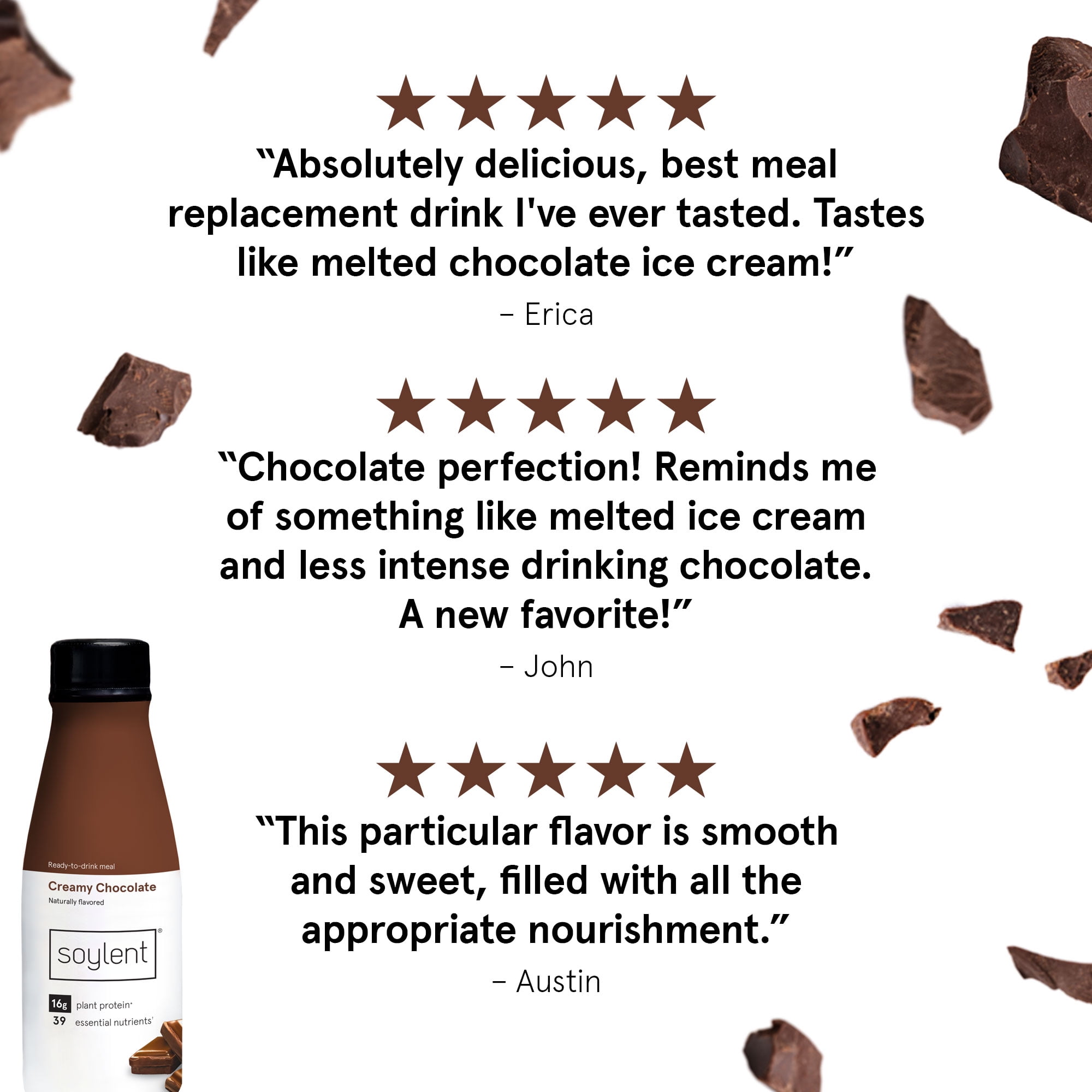 (3 pack) Soylent Protein Nutrition Shake, Creamy Chocolate, 11 fl oz, 4 Count