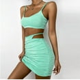 thumbnail image 4 of Conjunto de 2 piezas de traje de falda corta sin mangas sólido Sexy de moda de verano para mujer Pompotops  lopia989945, 4 of 8