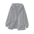thumbnail image 6 of QIYAGBSA Sherpa Fleece Jackets for Women Hooded Full Zip Fuzzy Plush Long Sleeve Mid Length Coats with Patch Pockets Fall Winter Warm Outerwear, 6 of 9