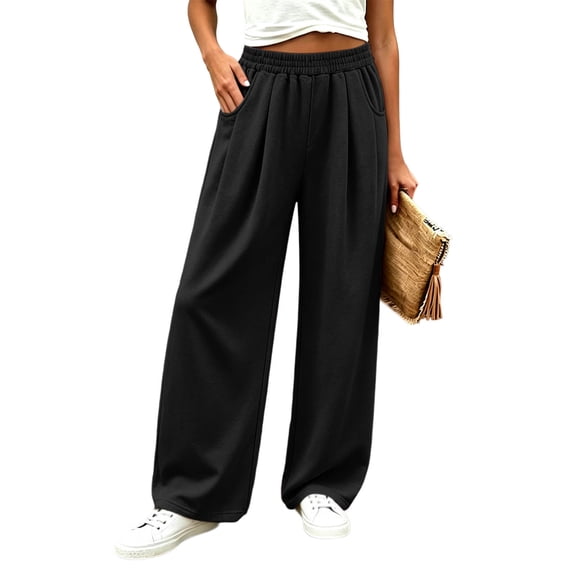 Yutgune Women's Sweatpants For Women Elastic Waist Side Pockets Wide Leg Design Relaxed Fit Casual Lounge Pants