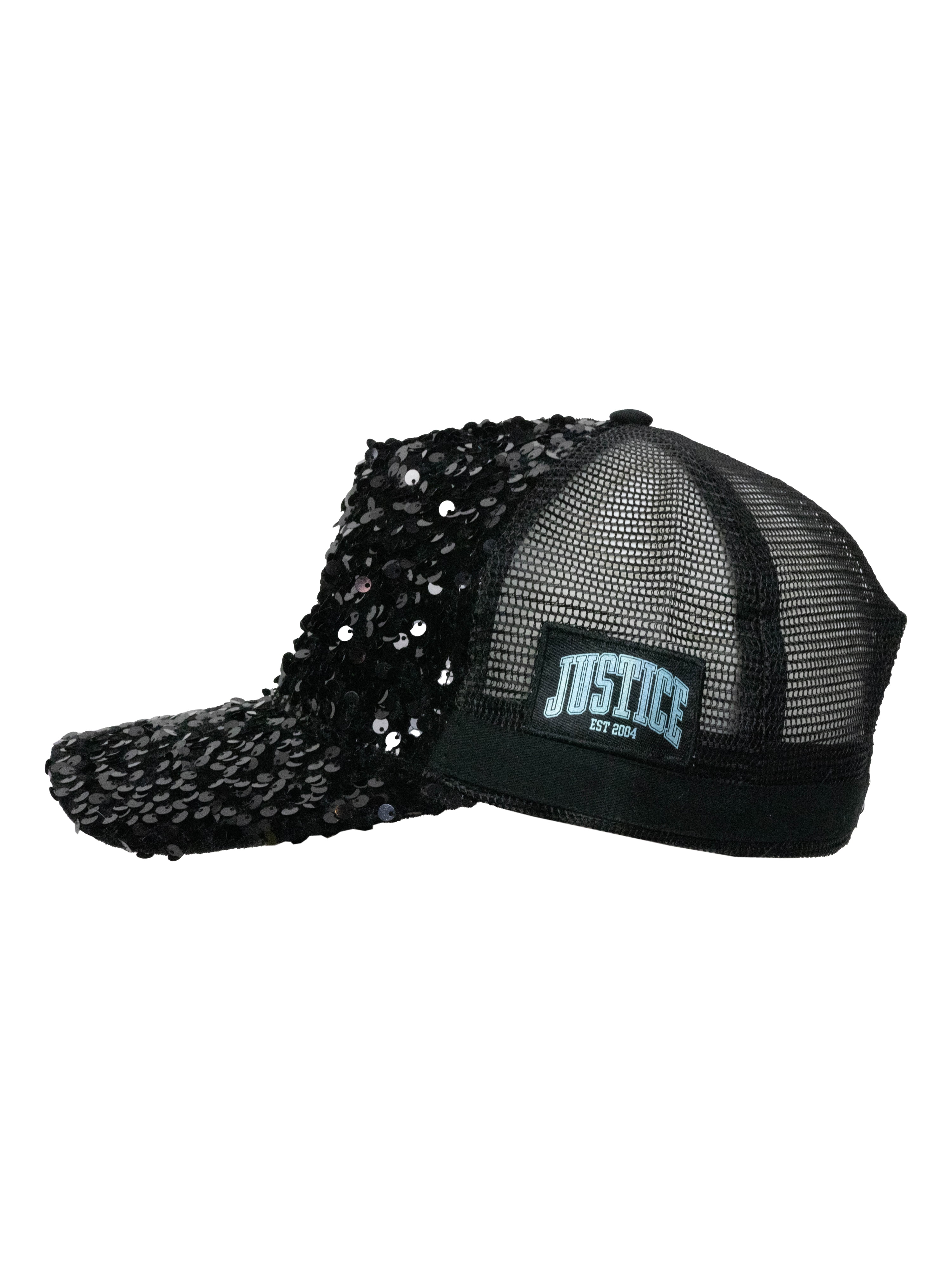 Justice Girl's Velvet Sequins Baseball Hat, Black