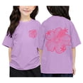 thumbnail image 2 of T-shirts Filles Enfants Imprimé Col Rond Manches Courtes T-Shirt Garçons Filles Bébé Tee Violet 6 Ans-7 Ans, 2 of 7
