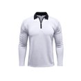 thumbnail image 4 of SUNSIOM T-Shirts à Manches Longues pour Hommes Patchwork Col Rabattu Fermeture Éclair Hauts Décontractés d'Affaires Automne Hiver Mode Ajustée Chemises, 4 of 6