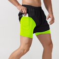 thumbnail image 4 of brillar Pantalones cortos deportivos de doble capa para hombres Pantalones de fitness falsos de secado rápido de 2 piezas, 4 of 5