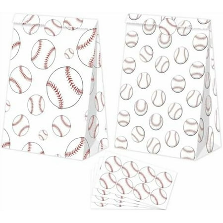 24 PCS Baseball Gift Bags for Party Decorations - Baseball Goodie Bags with Snack & Candy for Kids