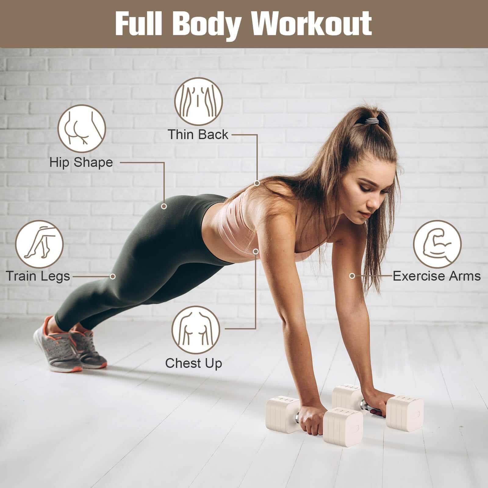 22lbs Adjustable Dumbbells Set  Weight With 4 Levels 4.4lb 6.6lb 8.8lb 11lb Hand Weights Sets For Women/men Home Gym Full Body Workout