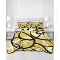 thumbnail image 3 of Yellow Geometric Queen Size Down Alternative Comforter, Lightweight Comforter Quilt Bedding Set with Pillow Shams Farmhouse Abstract Black White Striped All Seasons Bed Comforter Duvet Insert 90"x96", 3 of 7