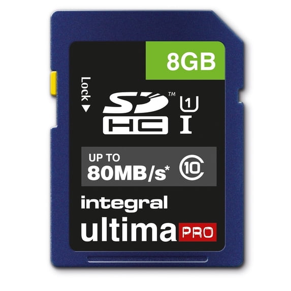 8GB Integral Ultima Pro SDHC 80MB/sec CL10 UHS-I Memory Card