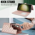 thumbnail image 4 of Case Wallet for Samsung Galaxy S23 Ultra, [Wristlet & Crossbody Strap] RFID Blocking 5 Card Slots Stand [Shockproof TPU Shell] PU Leather Magnetic Flip Cover Compatible with S23 Ultra, Rosegold, 4 of 9