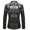 thumbnail image 2 of guisaled Mens Sequins Blazer Shiny Floral Print Suit Jacket Lapel Tuxedo for Party Wedding Banquet Prom Dressy Blazers, 2 of 4