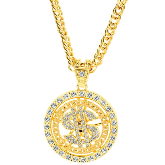 ZPAQI Gold/Silver Necklace Chain with Dollar Sign Hip Hop Chain Necklace Pendant Men