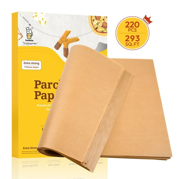Katbite Unbleached Parchment Paper Sheets - Heavy Duty, Non-Stick, Full Pack  12x16 inch 220PCS