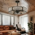 thumbnail image 3 of Gymax 30'' Caged Ceiling Fan With Light Crystal Lampshade 6 Light Bases Coffee, 3 of 10