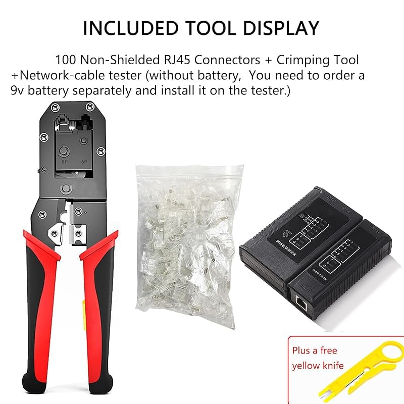 Davonpha 300ft Cat6 Ethernet Cable & Crimper Kit, 23AWG Solid Copper, 550MHz 2.5Gb/s, PoE++ (60W), for Security Cameras & Networking