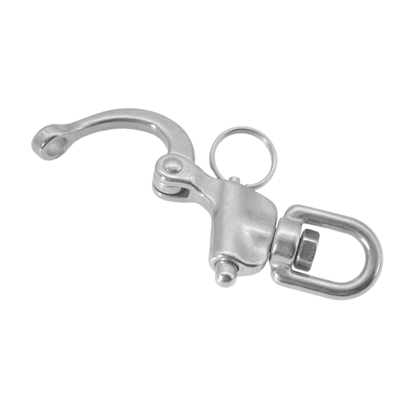 Swivel Eye Snap Hook Shackles Stainless Steel for Rigging, Water Sports, Halyard, Boat Accessories, Sailing Fork Type, Size: 70 mm