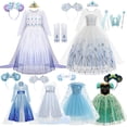 thumbnail image 2 of Nuevo disfraz de Elsa y Anna de Disney, vestido de princesa para niñas, vestido de baile de malla con lentejuelas blancas, ropa de Carnaval para niños, Cosplay Snow Queen9-10T 150CM Gao Jinjia LED, 2 of 2