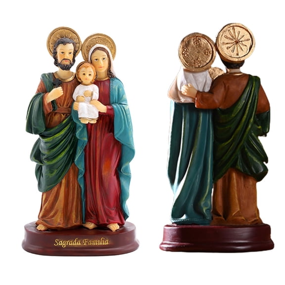 lanema Holy Family Statue Christian Resin Crafts Colorful Nativity Ornament Unique Religous Figurine for Catholic Collections
